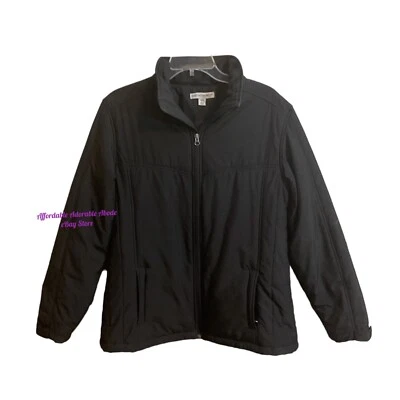 Port Authority Puff Coat Women SZ L Black Lightweight Water Resistant Full Zip - Image 1 of 4