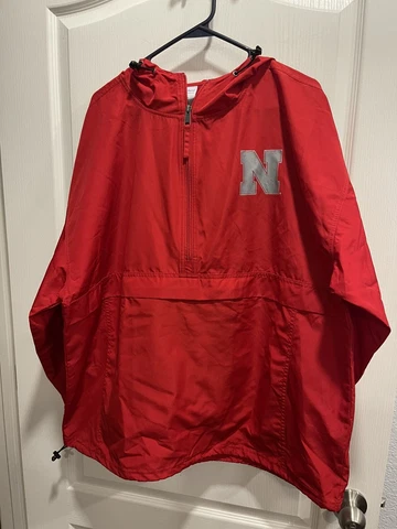 Champion Nebraska Cornhuskers Huskers Hooded Rain Jacket Men Size XXL Cover