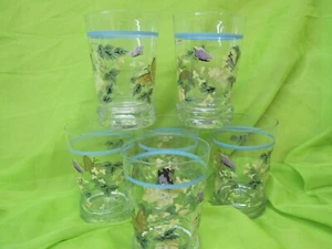 MWW Market Hand Painted Tumblers with Flowers and Butterflies (6)  GA-A-3 - Picture 1 of 6