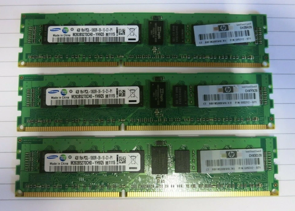 Samsung M393B5270CH0-YH9Q5 12GB (3x4GB) 1Rx4 PC310600 ECC CL9 240P Server Memory - Image 1 of 4