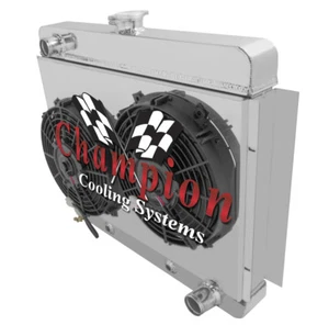 SR 2 Row 1" Radiator,10" Fans,Shroud for 1966 1967 Chevy Chevy II Nova V8 Conv - Foto 1 di 9