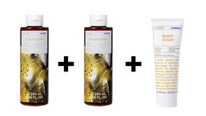 Korres Black Sugar Gel 2x250ml+Body Milk 125ml NEW FAST SHIPPING - Picture 1 of 3