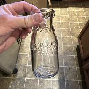H. A. McDonald Creamery Co. Embossed Half Pint Milk Bottle Detroit Michigan MI - Picture 1 of 11