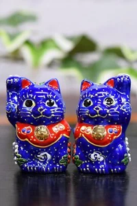 KUTANI WARE Lucky Cat Ornament Aomori-kun Opening Celebration Birthday Present - Picture 1 of 9