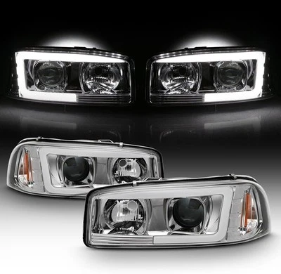 Faros proyectores de tubo LED 1999-2006 GMC Sierra 1500 2500HD 3500 Yukon XL Foto 1 de 4