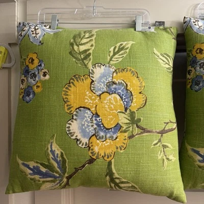 Throw Pillow by HOWARD ELLIOTT 20x20 Green Floral Outdoor Spring Summer - Image 1 of 4