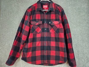 Coleman Lumberjack Shirt Jacket Size XL Lined Red Black Plaid Flannel Shacket - Picture 1 of 15