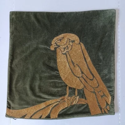Williams Sonoma Zardozi Embroidered Falcon Velvet Pillow Cover 22" NWOT Flaw 1 - Image 1 of 4