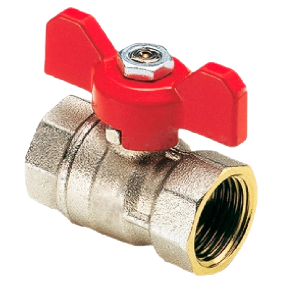 Kugelhahn mit Flügelgriff rot IG Absperrhahn Absperrventil Messing Kugelventil - Bild 1 von 1
