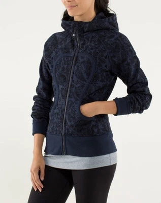 Sudadera con capucha de buceo LULULEMON talla 6 estampada Alberta Lake Rose agujeros negros para los pulgares. ¡Raro! Foto 1 de 4