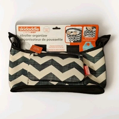 Organizador Cochecito Skidaddle Negro Rayas Patrón Chevron Cremallera Bolsa Ajustable Foto 1 de 4