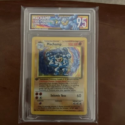 EGC 9.5 MINT+ Machamp 1999 Base Set 1st Edition 8/102 Holo Pokemon Card psa - Image 1 of 2
