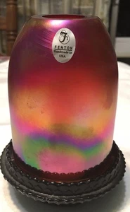 Lámpara de luz de hadas Fenton iridiscente arándano rojo opalescente vidrio de carnaval - Imagen 1 de 8