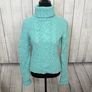 Express Women's Medium Teal Wool/Cashmere/Angora Blend Turtleneck Sweater 90's - Picture 1 of 6