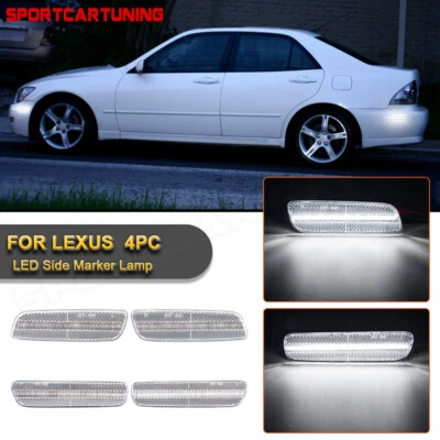 4x White LED Front Rear Bumper Side Marker Lights For 2001-2005 Lexus IS300 4D - Image 1 of 4