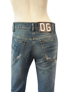 Pantalones de mezclilla DOLCE & GABBANA desgastados tiro medio corte bota estrás logotipo DG 42 EE. UU. 6 - Imagen 1 de 6