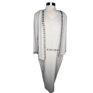R M RICHARDS by KAREN KWON 2 Piece Jacket Dress Set Women's Size 16P Ivory Sequi - Picture 1 of 20