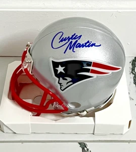 Curtis Martin Signed New England Patriots Mini Helmet Auto - PSA - Picture 1 of 5