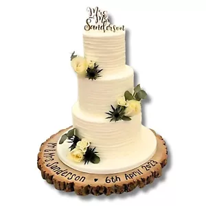 Soporte de pastel de madera personalizado para boda cumpleaños bautizo rebanada de tronco 3 tamaños - Imagen 1 de 22