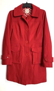Tulle Anthropologie Women's sz S Small bright Red Wool Blend Pea Coat Trench - Picture 1 of 4