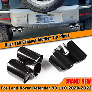 Tubos de punta de silenciador de escape trasero para 20-25 Land Rover Defender 90 110 negro - Imagen 1 de 10