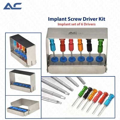 Azatek Dental Implant Screw Driver Kit Abutment Implan Drivers 6 Pcs Set