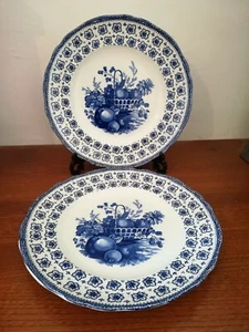 Fruit Basket DINNER PLATES 25cm 'The Classic' by Enoch Wedgwood Blue X 2 - Picture 1 of 5