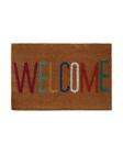 Stylish Coir Doormat Multicoloured 'Welcome' Design Durable Eco-Friendly 60x40cm