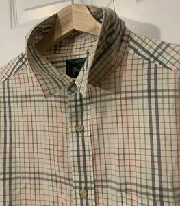 Woolrich Men’s Sz XL CREAM GREEN BROWN Gray Red SQUARES Stripes Shirt plaid - Picture 1 of 7