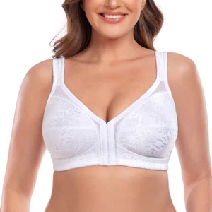 Women Everyday Front Closure Bra Non Wired Back Support Posture Bra BCD DDD GHI - Picture 1 of 36