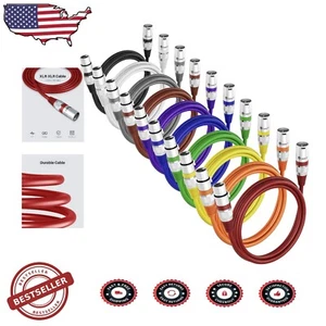 High-Fidelity 10FT XLR Microphone Cable Set - 10 Color-Coded Cords, 3-Pin Design - Picture 1 of 9