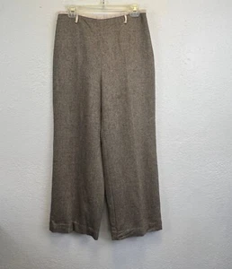 Vintage Willi Smith Made in Italy Brown Herringbone Wool Wide Leg Pants Size 10 - Picture 1 of 7