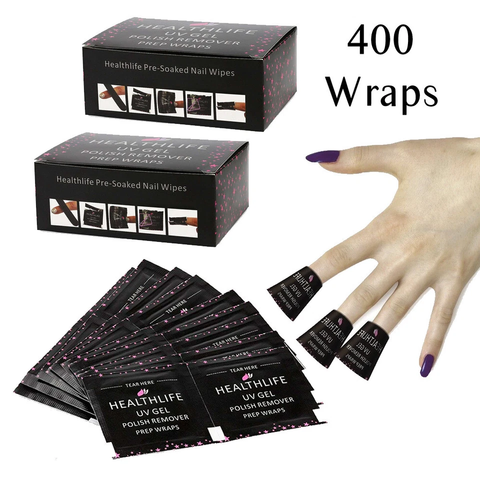 400 x Wraps Entferner Reines Aceton Nagellack UV/LED GEL Einweichen 🙂 🙂 - Bild 1 von 1