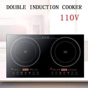 110V 2400W Double Burner Cooktop Electric Dual Induction Cooker Hot Plate Cooker - Picture 1 of 7