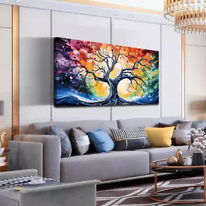 Large Canvas Wall Art Colorful Tree Picture Modern Living Room Bedroom Home Offi - Picture 1 of 8