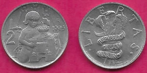 SAN MARINO 2 LIRE 1995R UNC 1 YEAR TYPE,35,000 MINTAGE,CHILD WITH TOY CASTLE,BAN - Picture 1 of 1
