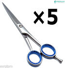 5 Pcs Barber Silver Shears 5.5&quot; Hairdress Cutting Salon Premium Scissors
