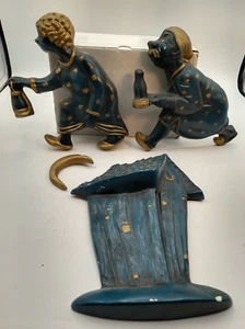 Vintage 60er Jahre Arnels Keramik Wandbehang Rush To Outhouse Kreidegeschirr 4 Teile - Bild 1 von 8