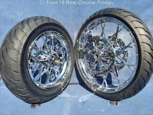 Harley Chrome Prodigy 21" F 16" R Wheels Tires Rotors 09-19 Road Glide FLTR FLHX