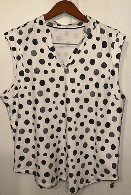 Camiseta sin mangas de golf Coral Bay para mujer blanca azul a lunares poliéster spandex Foto 1 de 4