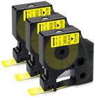 3x kompatybilny z taśmą do czcionek Dymo D1 12mm 45018 LabelManager 160 280 czarny / żółty
