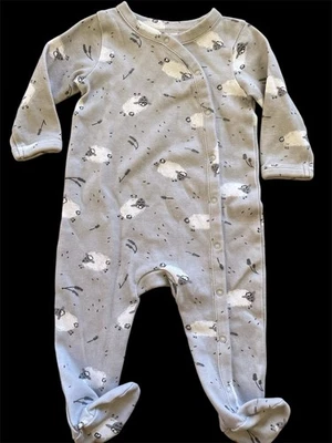 Nordstrom Baby usado en excelente estado/nuevo sin etiquetas? Calzado a presión tejido 100 % algodón gris/blanco de cordero 3 Mos Foto 1 de 4