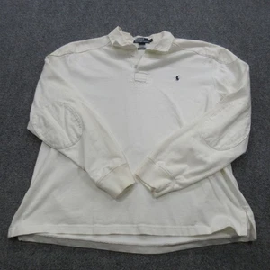 Camisa de Rugby Polo Ralph Lauren De Colección Para Hombres XL Blanca Manga Larga Parche en el Codo - Imagen 1 de 15