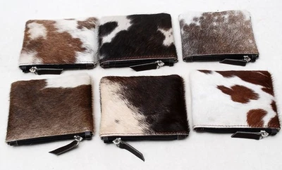 Cowhide Coin Purse Leather Change Pouch Zipper Purse Unisex (6 pieces Coin-5461 - Image 1 of 4