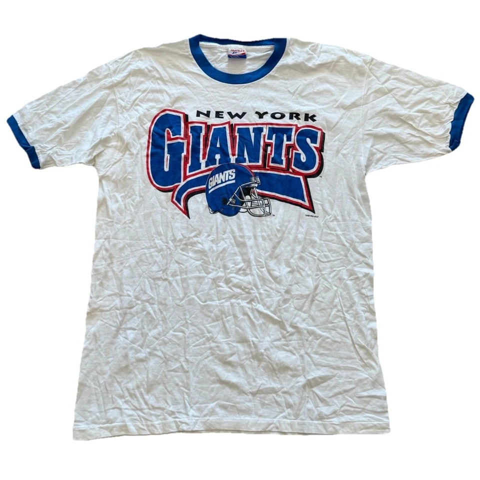 Camiseta New York Giants Vintage Anos 90 Logotipo NFL All Out Fan Apparel Masculina Extra Grande 1998 - Imagem 1 de 4
