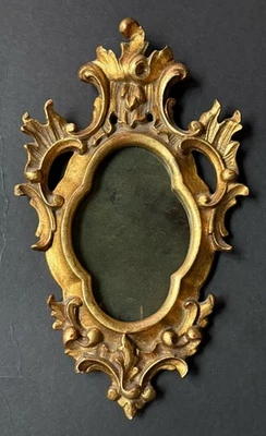 *Vintage Tallado ~ ESPEJO DORADO Tono Antiguo ORNATADO Pared Hollywood Regency Negro Foto 1 de 4