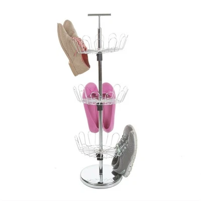 Steel 3 Tier Shoe Tree Organizer Fits 12 - 15 Pairs of Shoes Revolving - Image 1 of 2