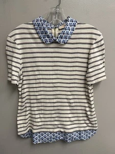 Top Tory Burch Algodón Rayas Cuello Floral M - Imagen 1 de 4
