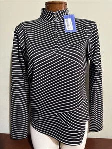 SPORT HALEY LADIES CALIZA LANE 1/4 ZIP LS MOCK TOP GOLF SMALL BLACK NEW LOGO - Picture 1 of 8