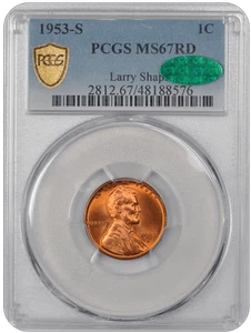 1953-S Lincoln Reverse PCGS RD (CAC) #3687-1 MS67 - Picture 1 of 4